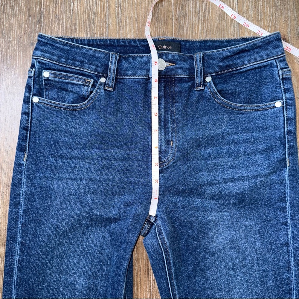 QUINCE Slim Straight Jeans Crop Dark Blue Sz 28 mid rise ankle - Picture 4 of 12